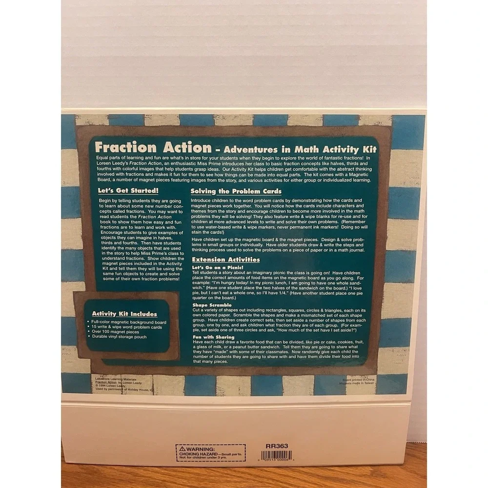 Vintage Lakeshore Fraction Action Complete Activity Kit NEW SEALED Loreen Leedy